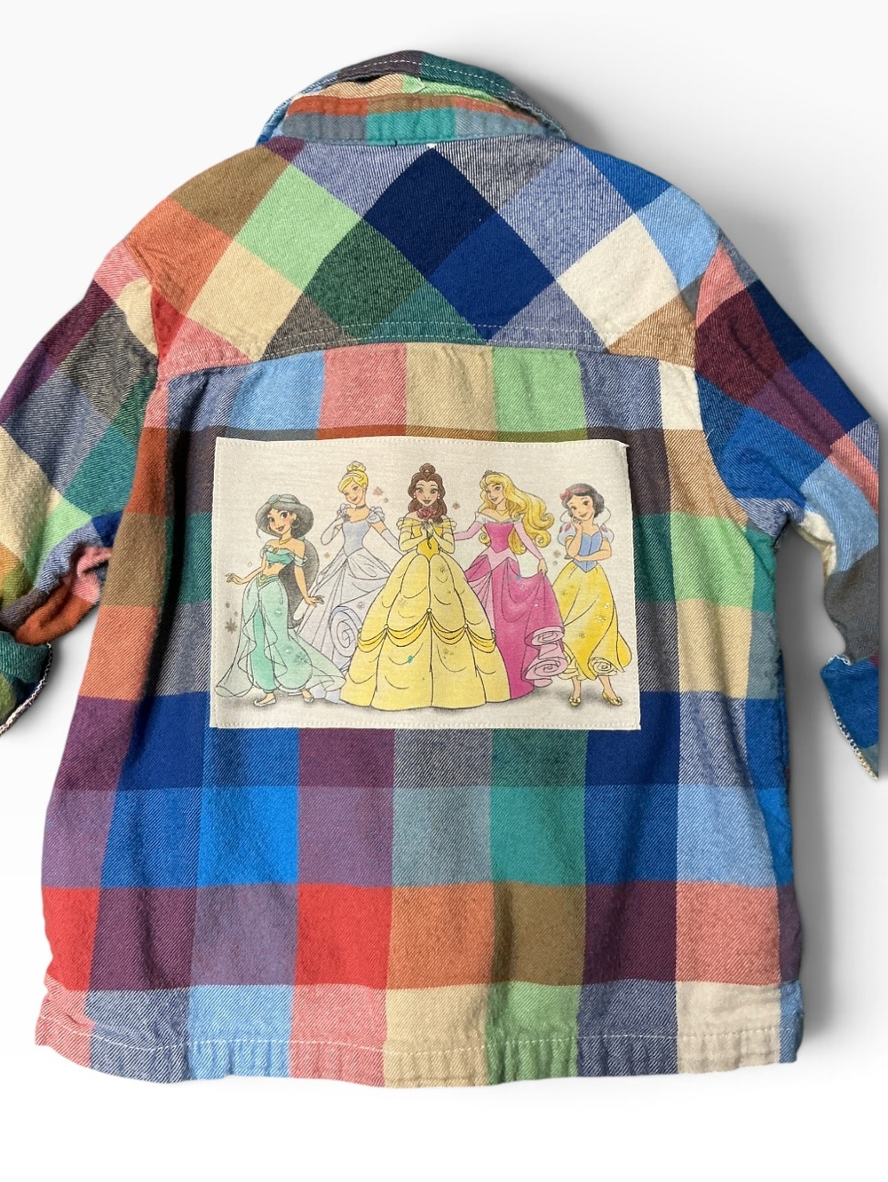 DISNEY Princess Upcycled Flannel Shirt Colorful Checks
